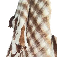 Bliss Wool Mohair Blend Cinnamon/White Throw