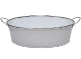 Tin Tray Oval White 31x23