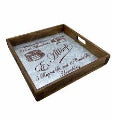 Wooden Tray Square Zinc Lined Med
