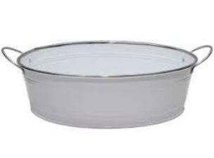 Tin Tray Oval White