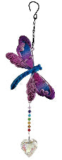 Purple Dragonfly with Crystal Heart