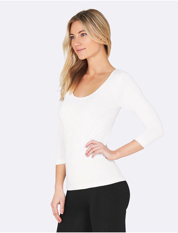 BOODY 3/4 Sleeve Top White Small